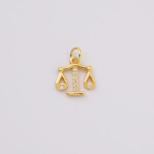 Gold Filled Libra Charm, Zodiac Scales Pendant with CZ Crystals, Astrology Jewelry Making Supply for Necklace Bracelet Gifts, CP2230