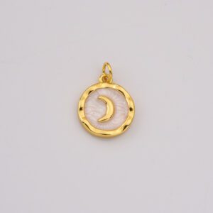 Crescent Moon Charm, Gold Filled White Enamel Pendant for DIY Necklace Bracelet Jewelry Making, Celestial Jewelry Supply, CP2245