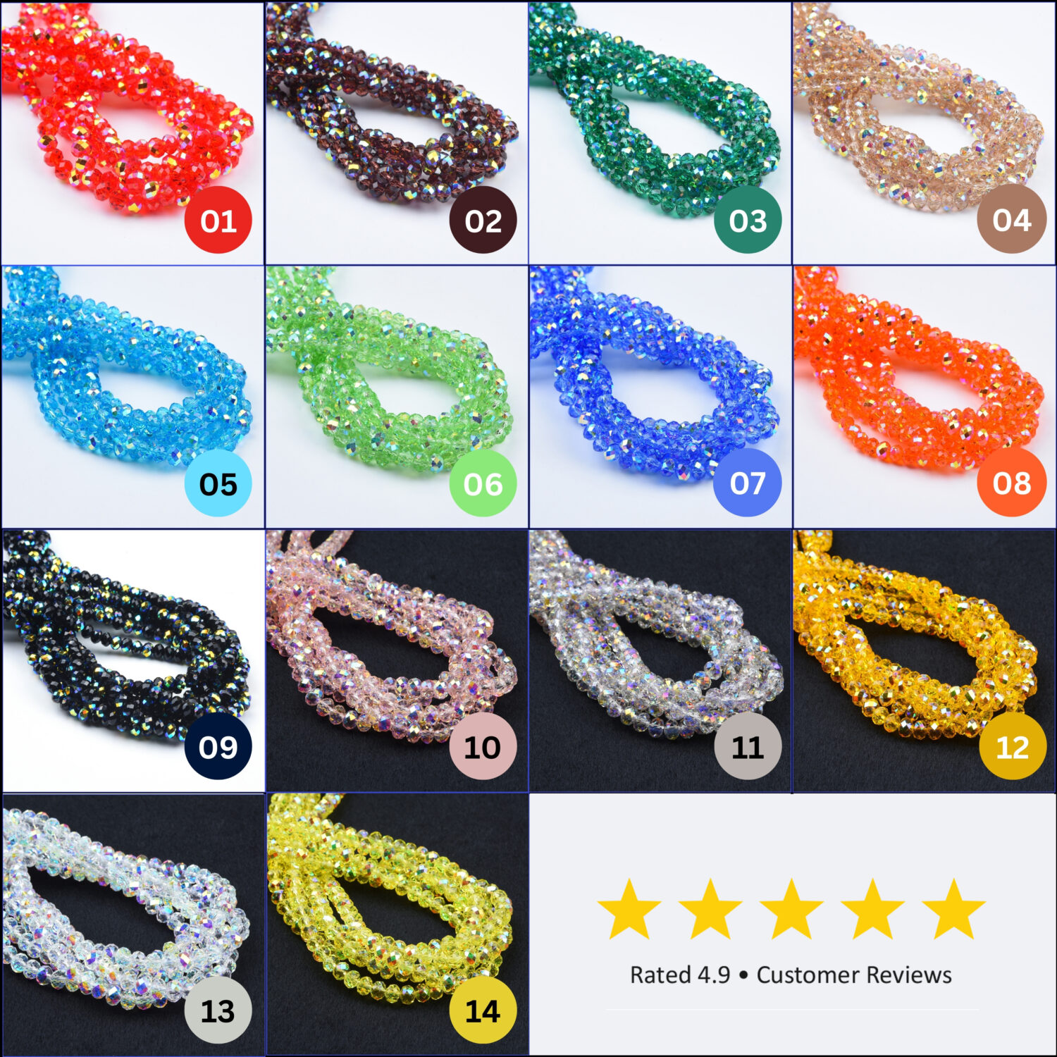 Round Faceted Beads Classic Round Crystal Glass Beads Fashion Jewelry Beads Findings Charm Beads 6mm 14-20" Strand ORG223