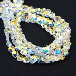 Crystal Glass Flower Beads, Glass Botanical Bead, Colorful Blossom 8mm Crystal Glass Bead, Bracelet Beads, Crystal Bead 14-20" Strand ORG231