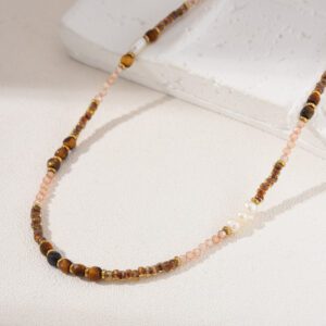 Amazonite Stone Beaded Necklace, Freshwater Pearl Necklace in Gold Filled, Handcrafted Necklace, Gift for Her, NL026