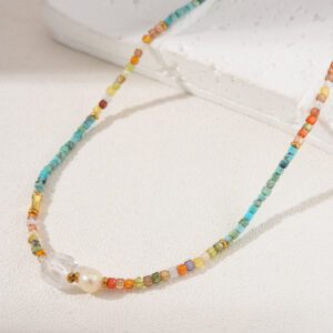 Colorful Mixed Gemstone Beaded Necklace in Gold Filled, Handcrafted Necklace, Protection Necklace, Gift for Her, Birthday Gift, NL030