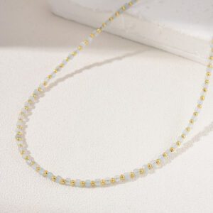 Aquamarine Beaded Necklace, Adjustable Bead Necklace in Gold Filled, Handcrafted Necklace, Gift for Her, NL038