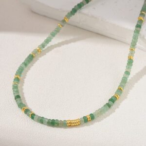 Jade Beaded Necklace, Gemstone Bead Necklace in Gold Filled, Adjustable Beaded Necklace, Handcrafted Necklace, NL052