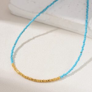 Choker Beaded Necklace, Gemstone Bead Necklace in Gold Filled, Adjustable Beaded Necklace, Handcrafted Necklace, NL054