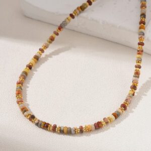 Crazy Lace Agate Beaded Necklace, Gemstone Bead Necklace in Gold Filled, Adjustable Beaded Necklace, Handcrafted Necklace, NL063