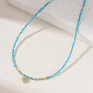 Turquoise Beaded Necklace, Gemstone Bead Necklace in Gold Filled, Adjustable Beaded Necklace, Handcrafted Necklace, NL072