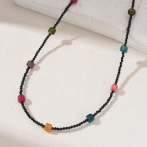 Spinel Tourmaline Beaded Necklace, Gemstone Bead Necklace in Gold Filled, Adjustable Beaded Necklace, Handcrafted Necklace, NL074