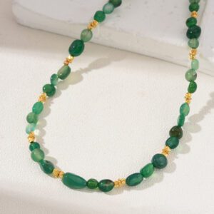 Onyx Jade Beaded Necklace, Gemstone Bead Necklace in Gold Filled, Adjustable Beaded Necklace, Handcrafted Necklace, NL075
