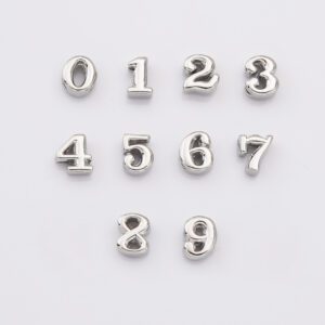 Silver Balloon Number Beads 0–9, Silver Metal Number Charms for DIY Bracelet Necklace Jewelry Making, Cute Spacer Beads, BD175