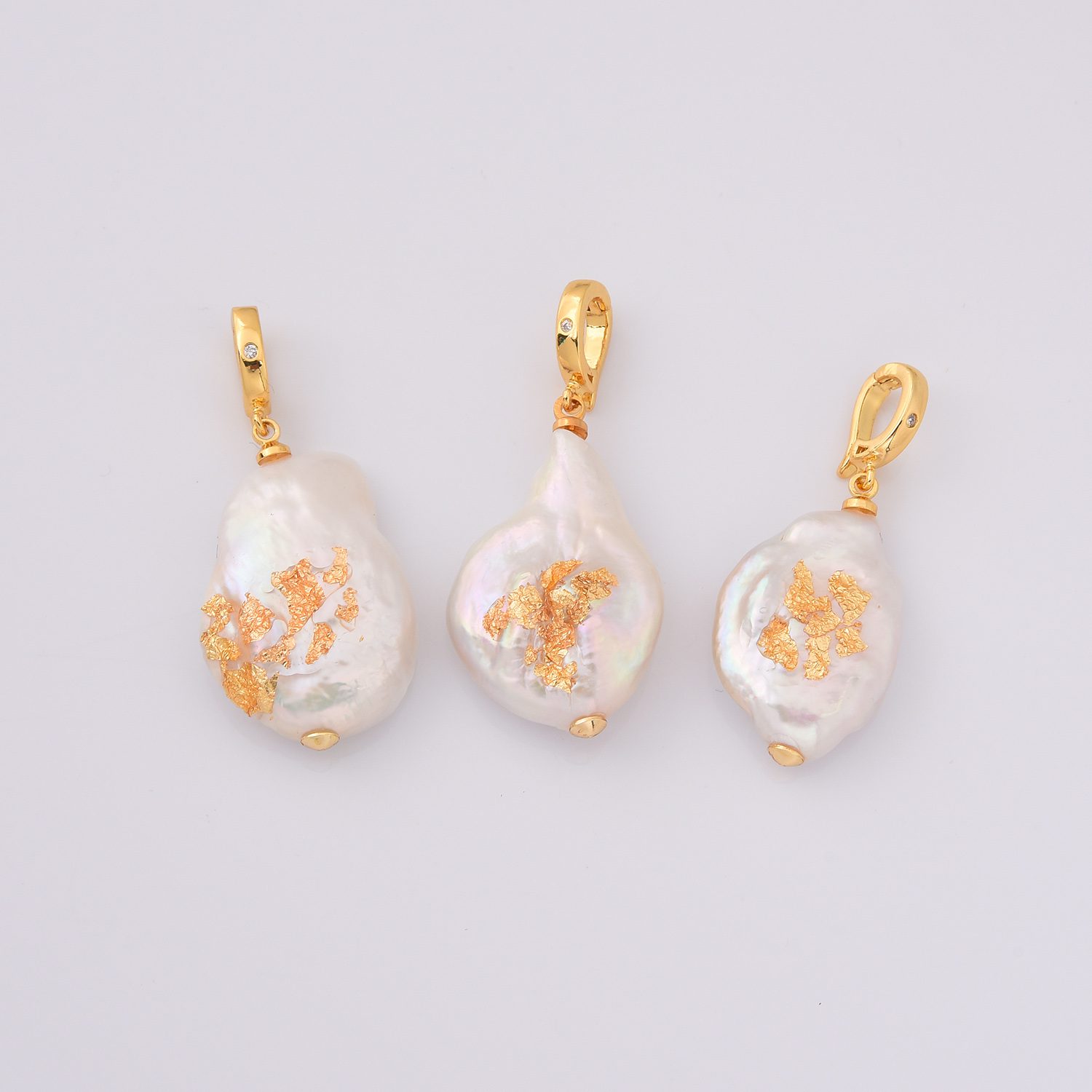 Gold Filled Baroque Pearl Pendant with Gold Flakes, Irregular Freshwater Pearl Charm for DIY Jewelry, Necklace Making, Gift for Her, CP2240 - Image 3