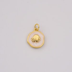 Gold Filled Shell Charm, White Enamel Ocean Pendant for DIY Necklace Bracelet Jewelry Making, Beach Summer Jewelry Supply, CP2246