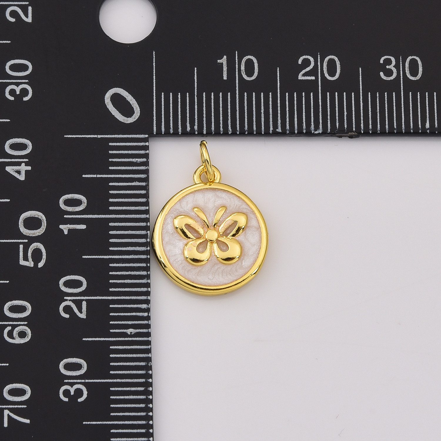 Gold Filled Butterfly Charm, White Enamel Insect Pendant for DIY Necklace Bracelet Jewelry Making, Dainty Cute Charm Supply, CP2249 - Image 3