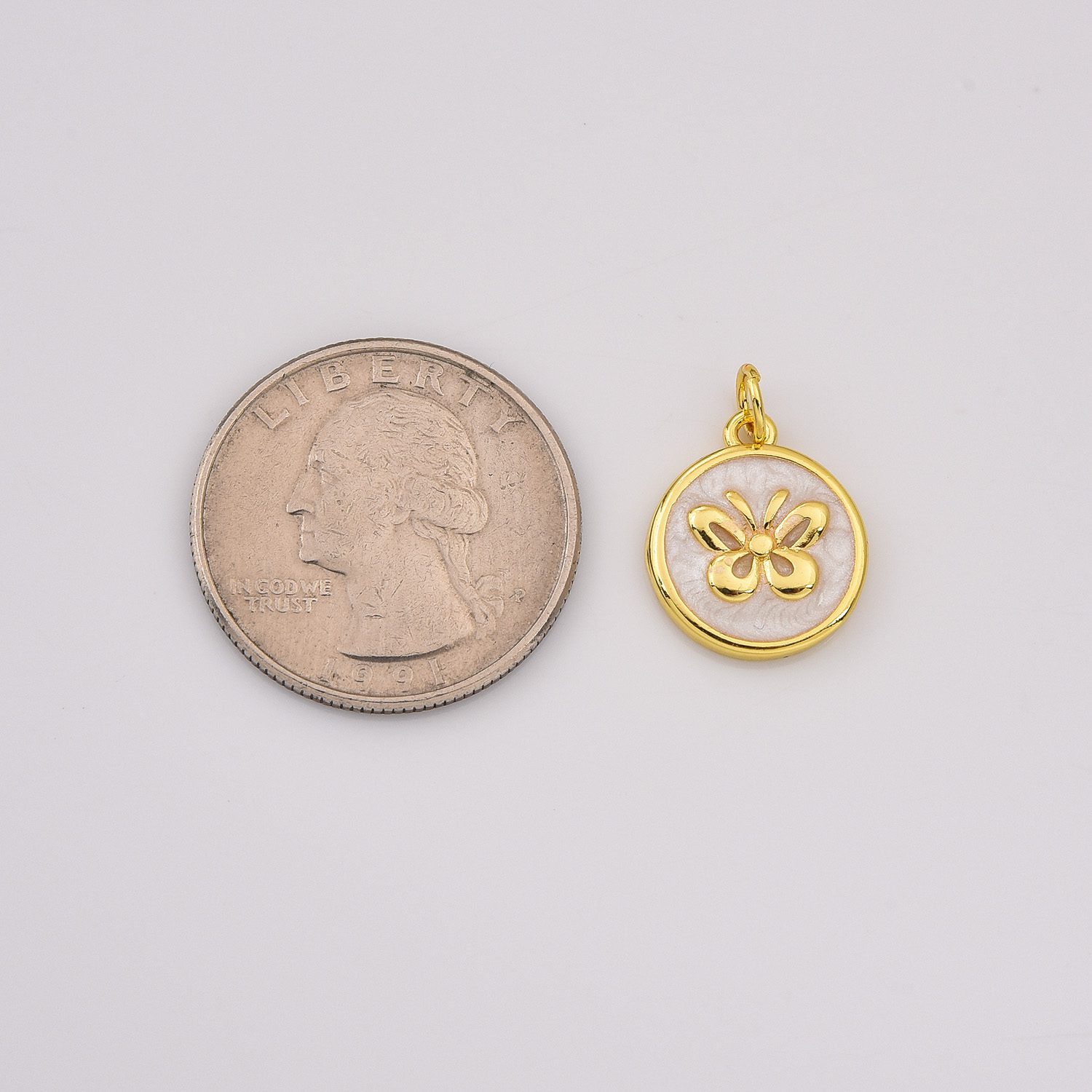 Gold Filled Butterfly Charm, White Enamel Insect Pendant for DIY Necklace Bracelet Jewelry Making, Dainty Cute Charm Supply, CP2249 - Image 4