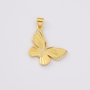 Gold Filled Butterfly Charm, CZ Crystal Butterfly Pendant for DIY Necklace Bracelet Jewelry Making, Personalized Gift, Birthday Gift, CP2253