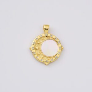 Gold Filled Celestial Charm, CZ Star and Moon Pendant with Mother of Pearl for DIY Necklace Bracelet Jewelry Making, Gift for Her, CP2254