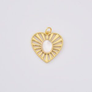 Gold Filled Heart Charm, Dainty Radiant Mother of Pearl Pendant for DIY Necklace Bracelet Jewelry Making, Love Jewelry, Gift for Her, CP2258