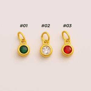 Gold Filled Round CZ Charm, Red Green Clear Bezel Drop Pendant for DIY Necklace Bracelet Jewelry Making, Minimalist Gift for Women, CP2259