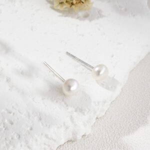 Freshwater Pearl Stud Earrings, Pink White Round Pearl Earrings for Women, Dainty Stud Earrings, Minimalist Earrings, Everyday Wear, ER306