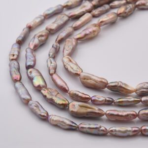 Fresh Water Pearl Mauve Pink Long Stick Shape Beads Size, High Quality Freshwater Pearl Bead for DIY Jewelry Making 14mm Full Strand, FWP051