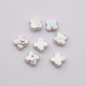 Grade 4A Four Leaf Clover Real Freshwater Pearl 9mm Flower Pearl Wholesale Loose Pearl Beads White wedding Full Strand FWP054