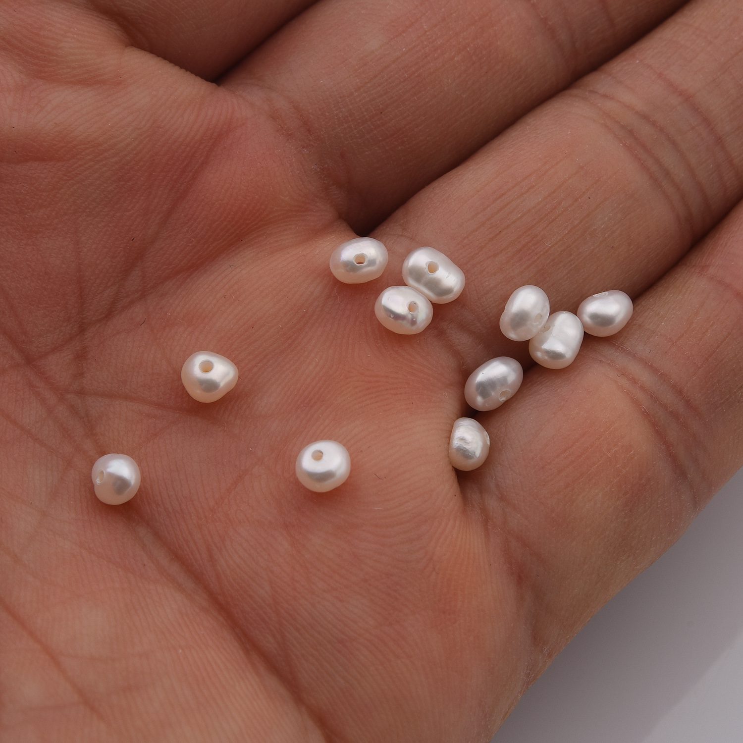 Natural Freshwater Pearl Button Rondelle Genuine Freshwater Pearl Beads Natural Grade 6A Genuine Pearls for Jewelry Making 3.5mm FWP067 - Image 2