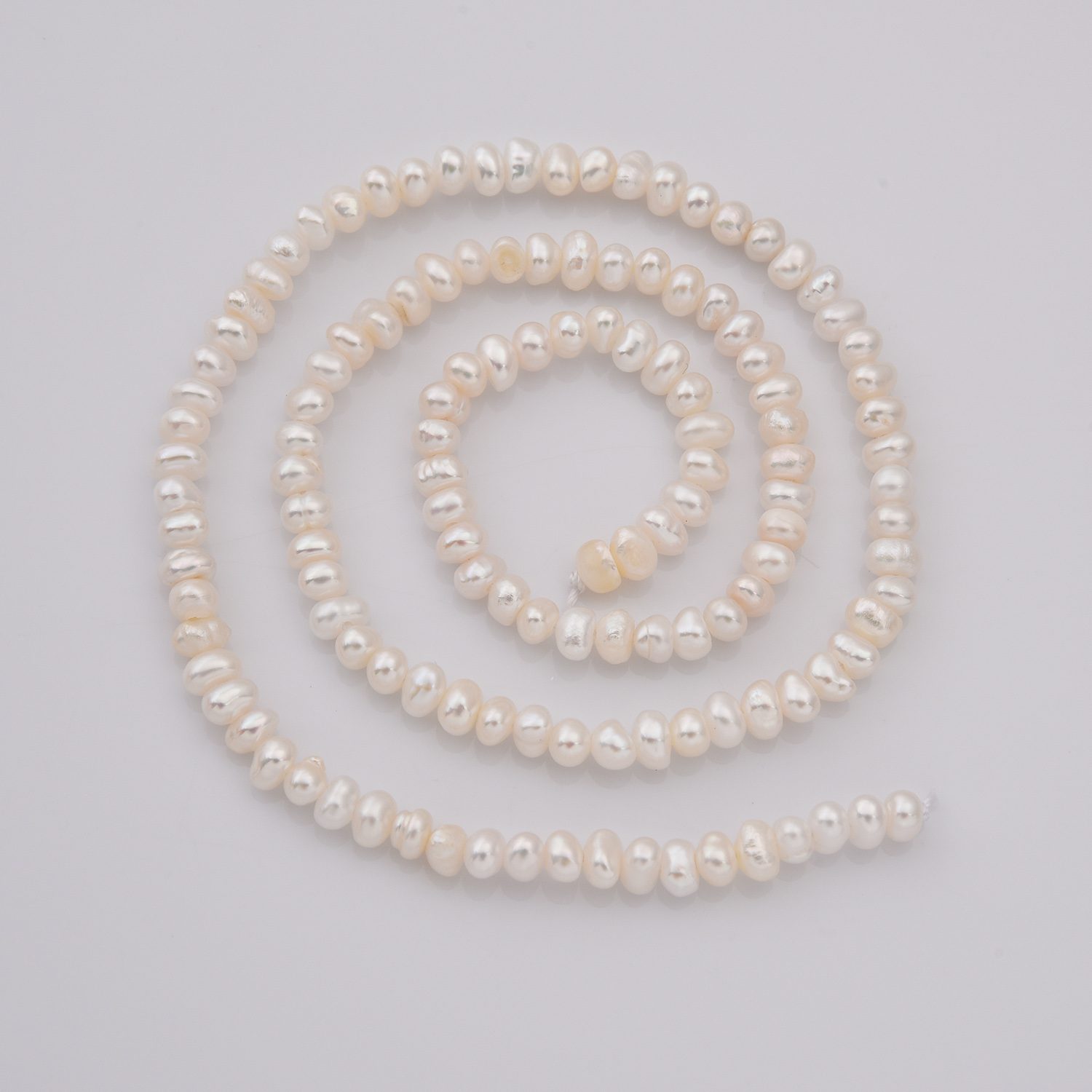 Natural Freshwater Pearl Button Rondelle Genuine Freshwater Pearl Beads Natural Grade 6A Genuine Pearls for Jewelry Making 3.5mm FWP067 - Image 3