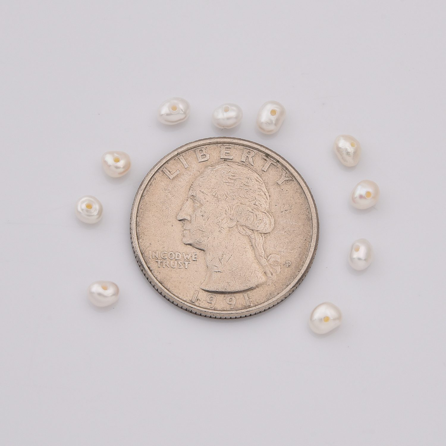 Natural Freshwater Pearl Button Rondelle Genuine Freshwater Pearl Beads Natural Grade 6A Genuine Pearls for Jewelry Making 3.5mm FWP067 - Image 6