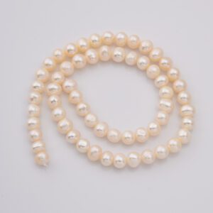 Near Round Freshwater Pearls,Fresh Water Pearl Beads for Jewelry Making, High Luster for Necklaces, Pendants, Earrings 6-7mm FWP068