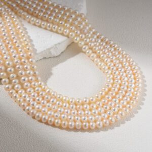 White Fresh Water Pearl Off Round Beads Size 4-5mm, Genuine Freshwater Pearl for DIY jewelry Making Full Strand FWP072