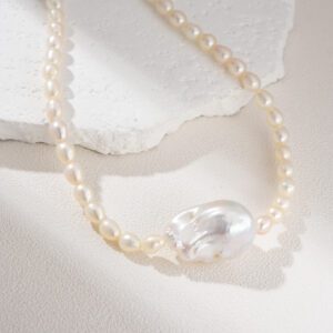 Baroque Pearl Necklace, Gold Filled Freshwater Pearl Choker for Women, Minimalist Elegant Bridal Jewelry, Dainty Pearl Beaded Gift, NL092