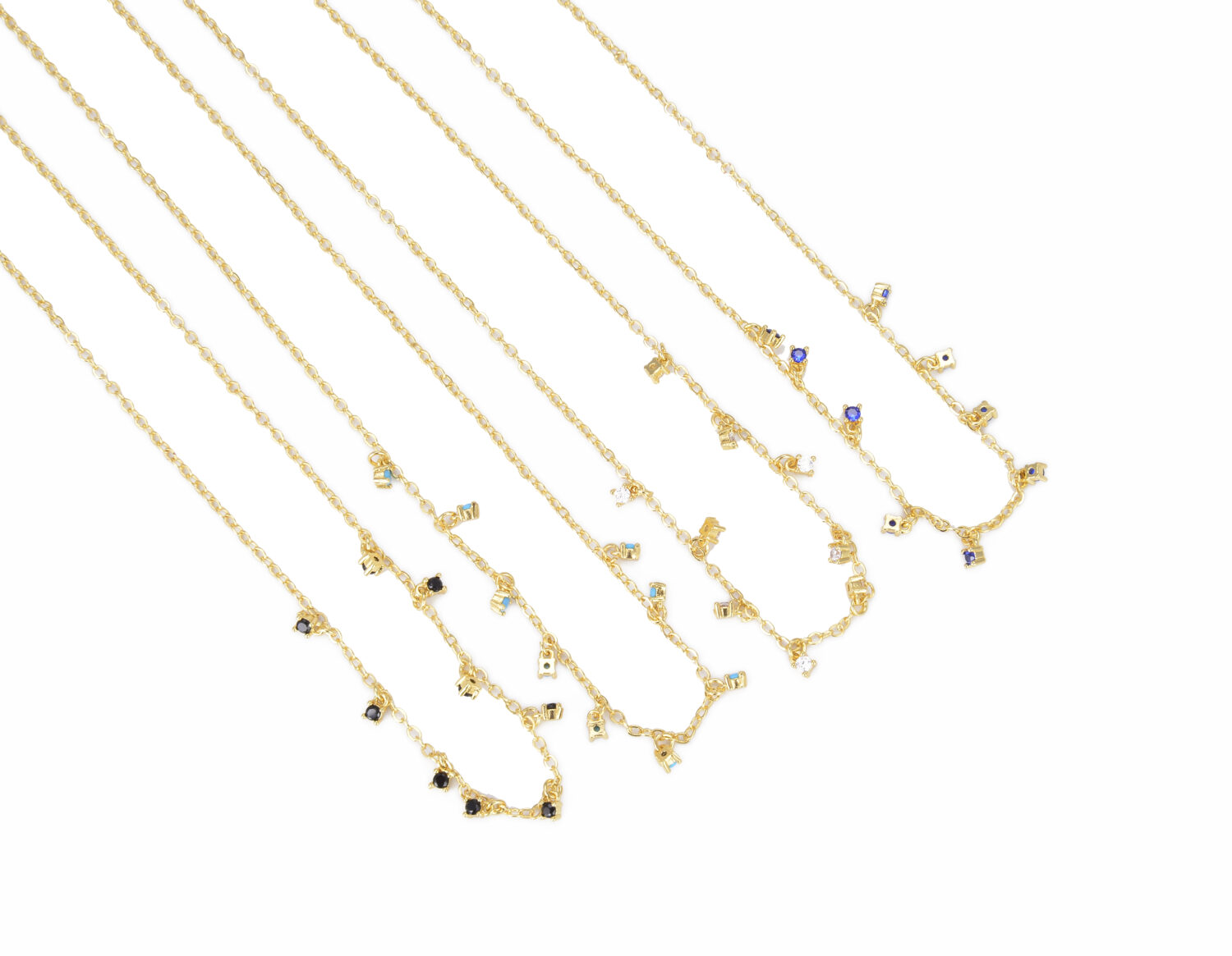 Gold Filled CZ Drop Necklace, Dainty Clear Sapphire Turquoise Black CZ Choker for Women, Minimalist Layered Jewelry Gift for Her, NL104