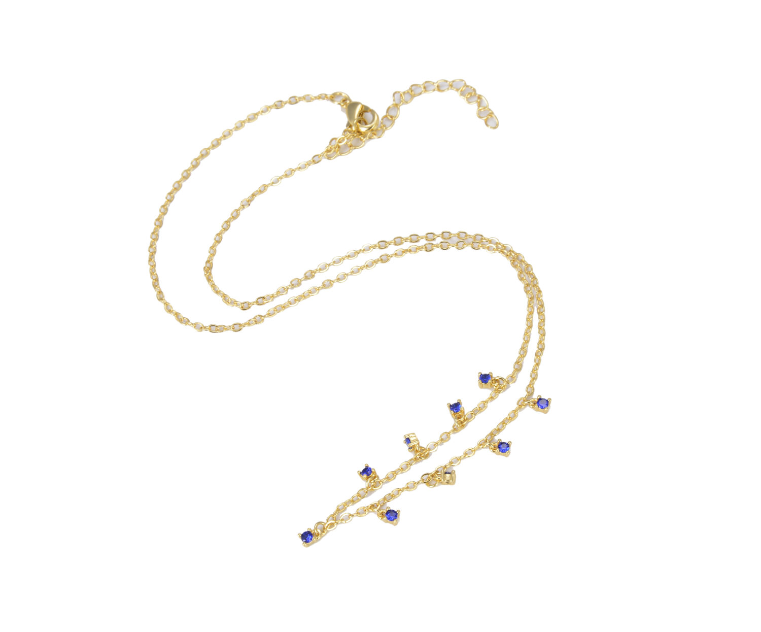 Gold Filled CZ Drop Necklace, Dainty Clear Sapphire Turquoise Black CZ Choker for Women, Minimalist Layered Jewelry Gift for Her, NL104 - Image 3