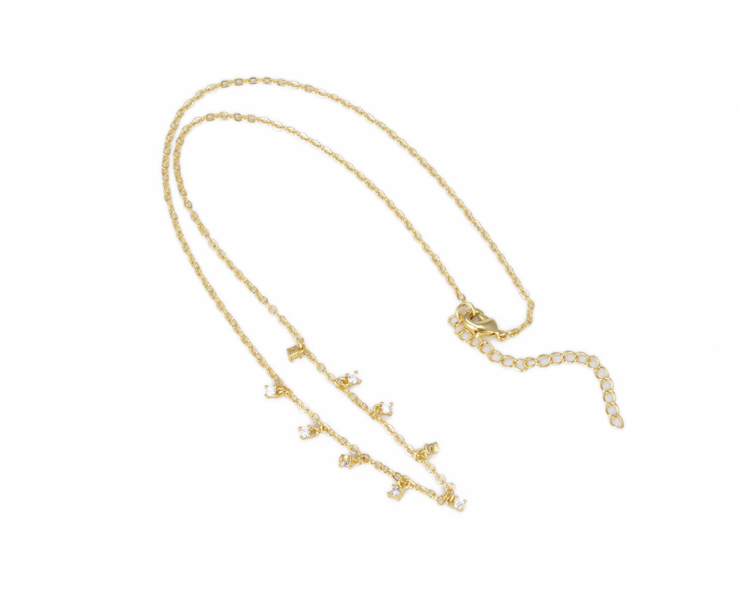 Gold Filled CZ Drop Necklace, Dainty Clear Sapphire Turquoise Black CZ Choker for Women, Minimalist Layered Jewelry Gift for Her, NL104 - Image 2