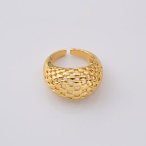 Gold Filled Dome Ring, Woven Adjustable Band for Women, Chunky Statement Ring for Daily Wear, Elegant Gift Jewelry, Minimalist Ring, RG225