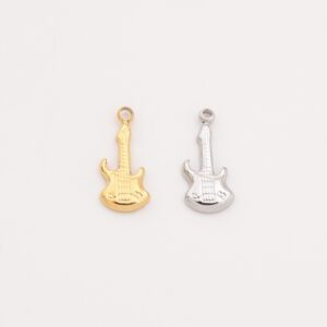 Gold Filled Guitar Charm, Stainless Steel Music Pendant for Necklace Bracelet, DIY Jewelry Making, Minimalist Elegant Gift for Women, SCP007