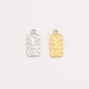 Gold Filled Textured Rectangle Tag Charm, Stainless Steel Pendant for DIY Necklace Bracelet Jewelry Making, Minimalist Gift for Her, SCP012