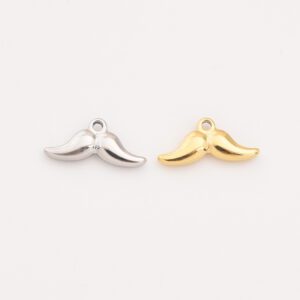 Gold Filled Mustache Charm, Stainless Steel Moustache Pendant for Men Women Necklace Bracelet DIY Jewelry Making Supply, Gift Idea, SCP013