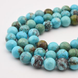 Smooth Round Turquoise Gemstone Beads Natural 10mm Beads For DIY Bracelet Necklace Jewelry Making 15.5 Inches Strand  TUQ073