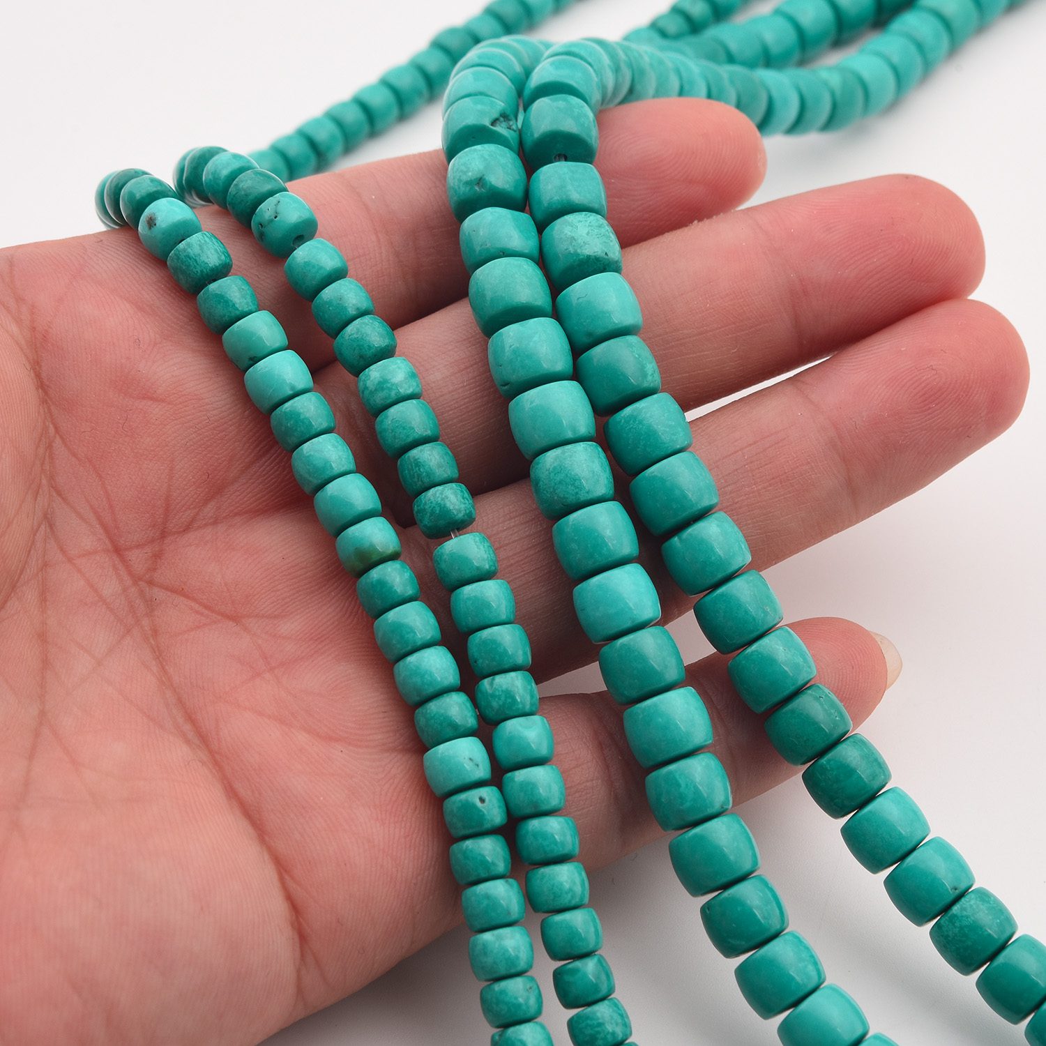 Green Turquoise Gemstone Rondelle Beads Natural 7mm, 6mm Beads For DIY Bracelet Necklace Jewelry Making 15.5 Inches Strand TUQ074 - Image 2