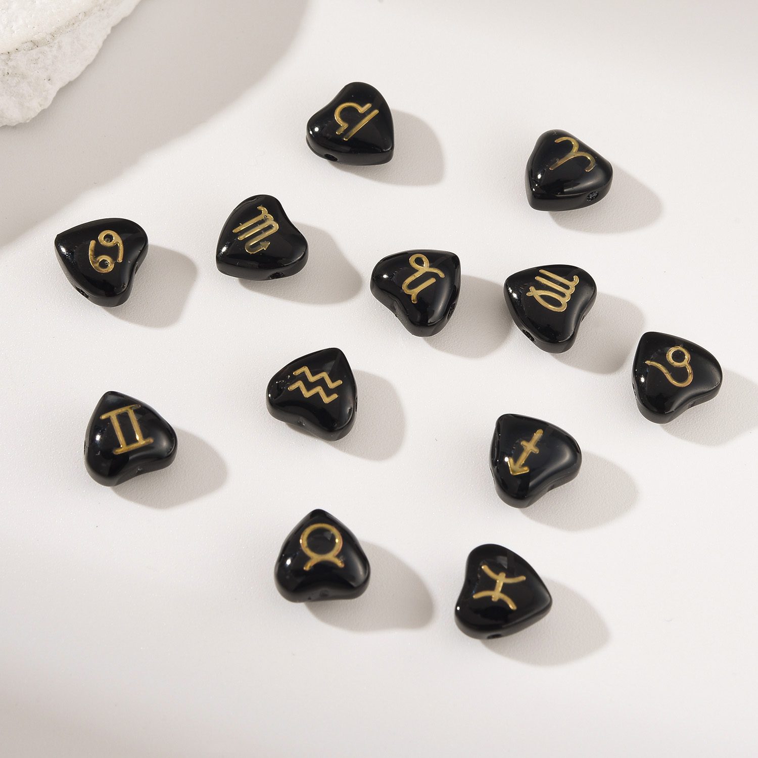 Gold Filled Zodiac Heart Charms on Mother of Pearl Beads, Astrology Beads for DIY Bracelets, Custom Horoscope Jewelry Supplies, BD179 - Image 4