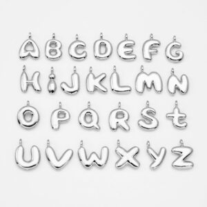Silver Plated Alphabet Letter Charms A–Z, Chunky Initial Pendant for Necklace, Custom Name Jewelry, Personalized Gift for Her, CP2064