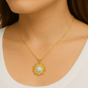Gold Filled Sunburst Charm with White Opal Center, Celestial Gold Pendant for Necklace Bracelet, Dainty Boho Jewelry Gift for Her, CP2091