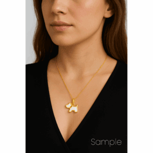 Gold Filled Dog Charm with White Enamel, Cute Pet Outline Pendant for Necklace Bracelet, Dainty Animal Jewelry Gift for Dog Lovers, CP2093