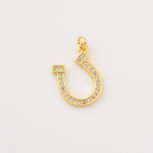 Gold Filled Horseshoe Charm with Crystal Accents, Lucky Western Pendant for Necklace, Country Style Dainty Jewelry Gift for Her, CP2264