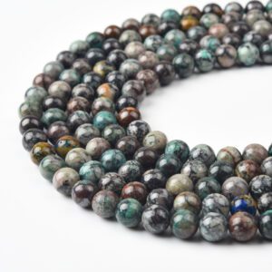 Arizona Chrysocolla Natural Blue Green Gemstone Round Smooth Beads Loose Strand for Jewelry Making Healing Crystal Supply Stone Beads GRN575