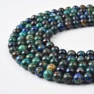 Blue Green Gemstone Beads Azurite Malachite Lapis Round 5mm 6mm 8mm 10mm Smooth Beads for DIY Jewelry Strand GRN581