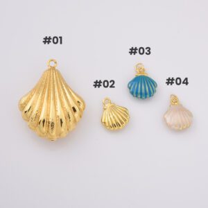 Gold Filled Shell Charms Set, Ocean Beach Pendants in 4 Styles, Enamel and Gold Filled Seashells for DIY Necklace Jewelry, Lot001