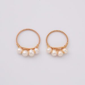 Gold Filled Wire Wrapped Pearl Ring, 4 White Freshwater Pearls on Twisted Wire, Handmade Minimalist Jewelry Gift for Her, Size 6/8, RG220