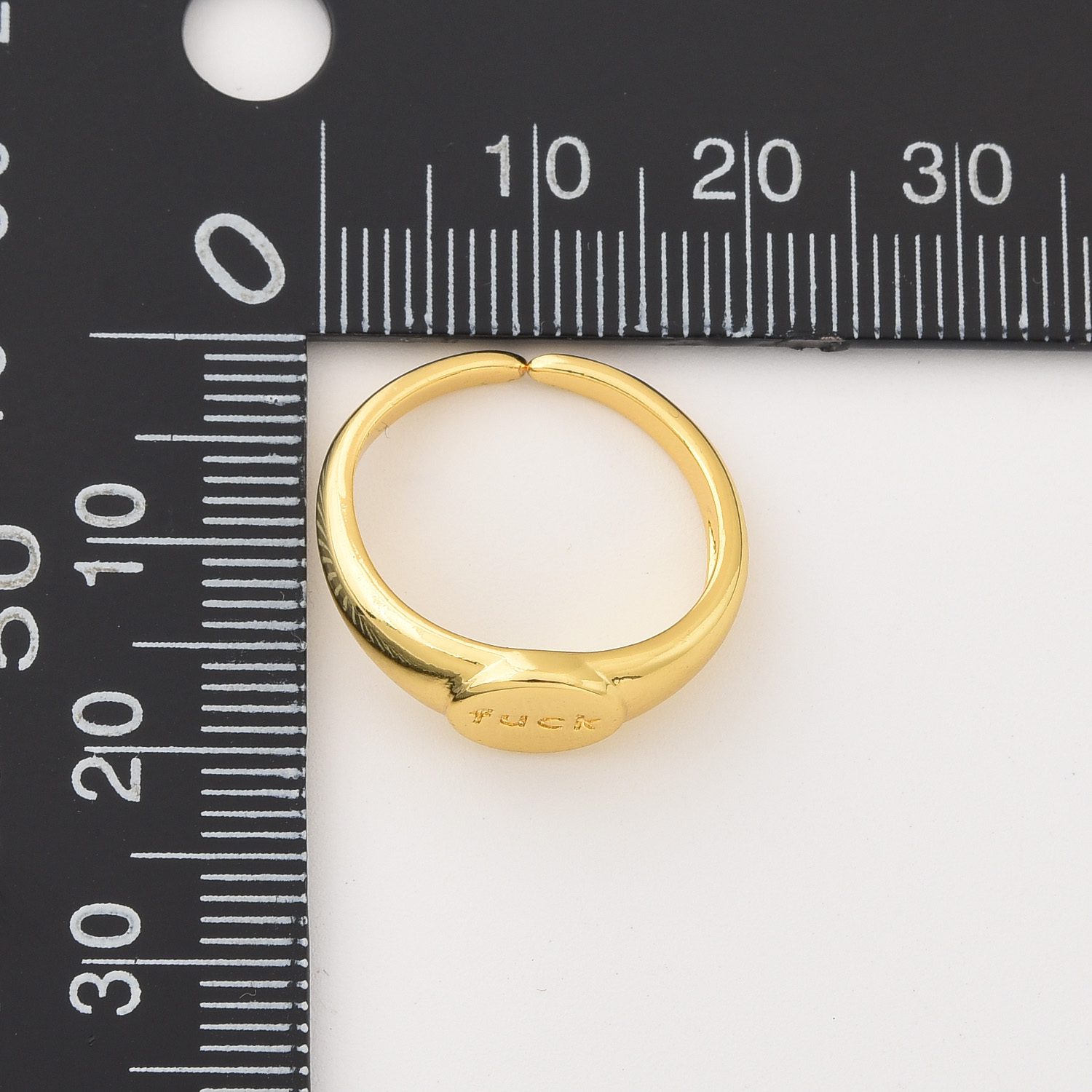 Gold Filled Adjustable Statement Ring, Bold Engraved Word Ring, Funny Minimalist Signet Ring for Edgy Gift or Self Expression, RG233 - Image 3